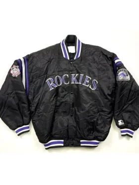 Diamond Collection Colorado Rockies Black Satin Jacket