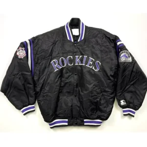 Diamond Collection Colorado Rockies Black Satin Jacket