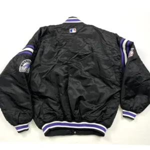 Diamond Collection Colorado Rockies Black Satin Jacket Back