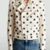 E News Babyface Star Print Moto Leather Jacket