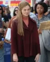 Elle Fanning A Complete Unknown Maroon Wool Coat