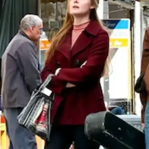 Elle Fanning A Complete Unknown Maroon Wool Coat For Women