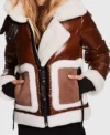 Elsbeth Carrie Preston Brown Sherpa Puffer Jacket