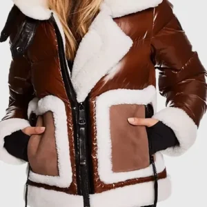 Elsbeth Carrie Preston Brown Sherpa Puffer Jacket