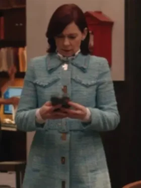 Elsbeth Tascioni Belted Blue Tweed Coat