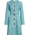 Elsbeth Tascioni Carrie Preston TV Series Elsbeth 2024 Belted Longline Eyelash Blue Tweed Coat 