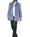 Emily Carey Geek Girl Blue Fur Coat