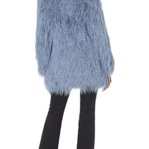 Emily Carey Geek Girl Blue Fur Coat Back