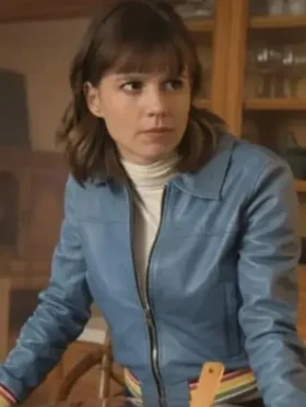 Evil Kristen Bouchard Blue Leather Bomber Jacket