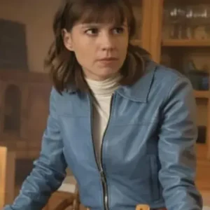Evil Kristen Bouchard Blue Leather Bomber Jacket