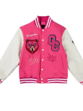 Gag City Pink and White Wool Varsity Jacket