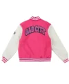 Gag City Pink and White Wool Varsity Jacket Back