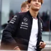 George Russell Mercedes Amg F1 Team Insulated Black Bomber Jacket For Sale
