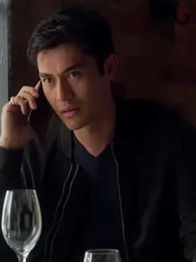 Henry Golding A Simple Favor Black Bomber Jacket