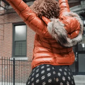 Ice Spice Orange Puffer Jacket