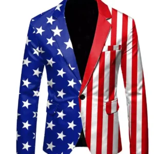 Independence Day July 4th One Button Closure Suit Jacket