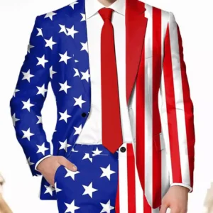 Independence Day July 4th One Button Closure Suit Jacket On Sale