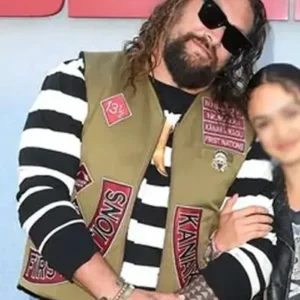 Jason Momoa The Bikeriders 2024 Premiere Brown Vest For Sale