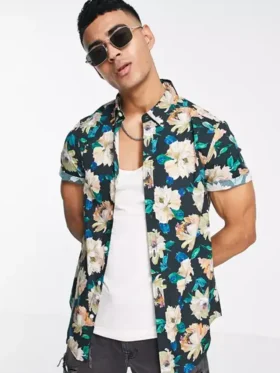 Joel Kim Booster Loot S02 Stretch Black Floral Shirt