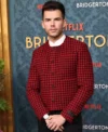 Luke Newton Bridgerton S03 Premiere Red Wool Jacket On Sale