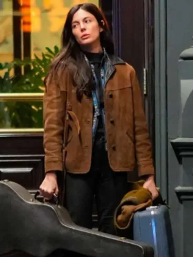 Monica Barbaro Brown Suede Leather Jacket