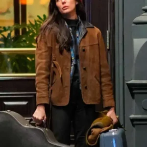 Monica Barbaro Brown Suede Leather Jacket