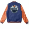NHL Edmonton Oilers Blue And Orange Varsity Jacket On Sale