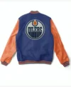NHL Edmonton Oilers Blue And Orange Varsity Jacket On Sale