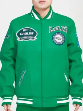 Philadelphia Eagles Crest Emblem Kelly Green Varsity Jacket
