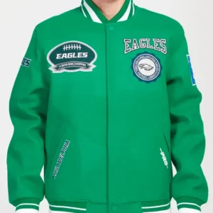 Philadelphia Eagles Crest Emblem Kelly Green Varsity Jacket