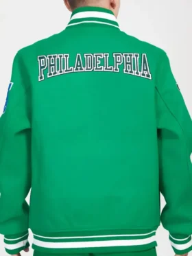 Philadelphia Eagles Crest Emblem Kelly Green Varsity Jacket Back