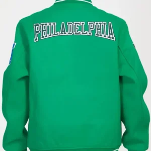 Philadelphia Eagles Crest Emblem Kelly Green Varsity Jacket Back