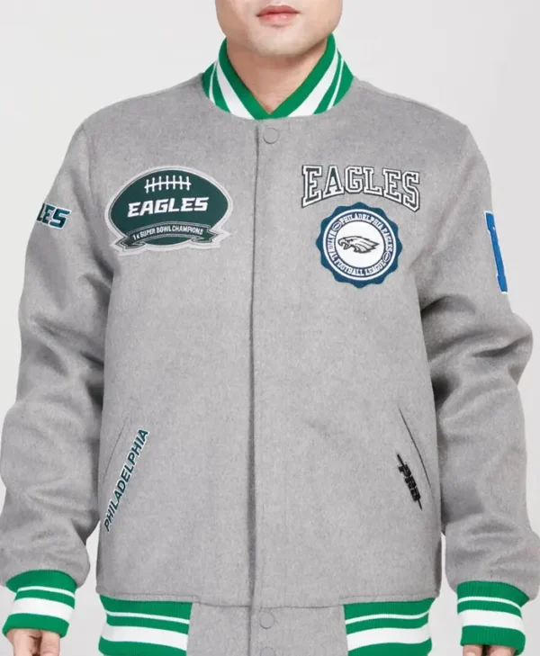 Philadelphia Eagles Heather Wool Varsity Jacket