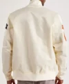 Phoenix Suns Off White Full Snap Satin Varsity Jacket Back
