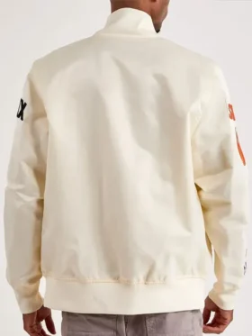 Phoenix Suns Off White Full Snap Satin Varsity Jacket Back