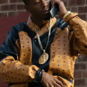 Power Book III Raising Kanan Orange and Black Leather Jacket For Sale