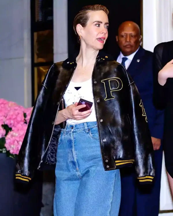 Sarah Paulson Met Gala After Party 2024 Black Leather Jacket