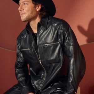 Shop Luke Gilford Black Real Leather Jacket