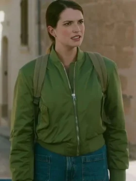 Shop Margaret Clunie For Love and Honey 2024 Green Bomber Jacket