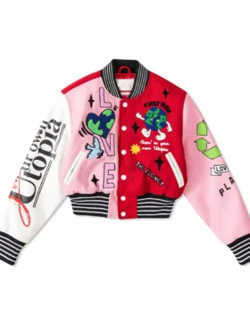 Shop Planet Cropped Varsity Jacket