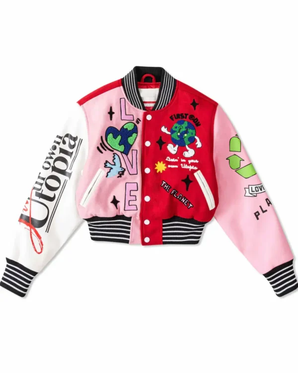 Shop Planet Cropped Varsity Jacket