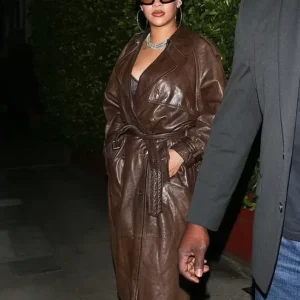Shop Rihanna Epitome Of Chic Leather Trench Coat