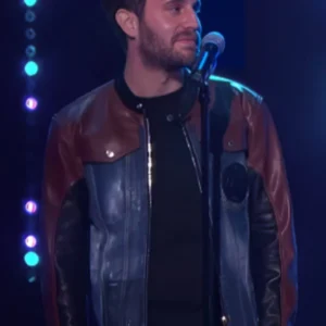 Shop The Kelly Clarkson Show Ben Platt Denim Leather Jacket