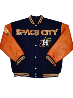Space City Houston Astros Blue and Orange Varsity Jacket
