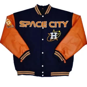 Space City Houston Astros Blue and Orange Varsity Jacket