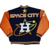 Space City Houston Astros Blue and Orange Varsity Jacket Back