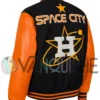 Space City Houston Astros Blue and Orange Varsity Jacket left back