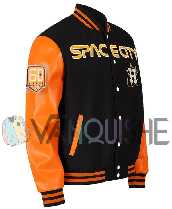 Space City Houston Astros Blue and Orange Varsity Jacket right