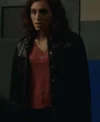 Tess Ross Blue Bloods S14 Black Shearling Jacket front