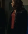 Tess Ross Blue Bloods S14 Black Shearling Jacket left